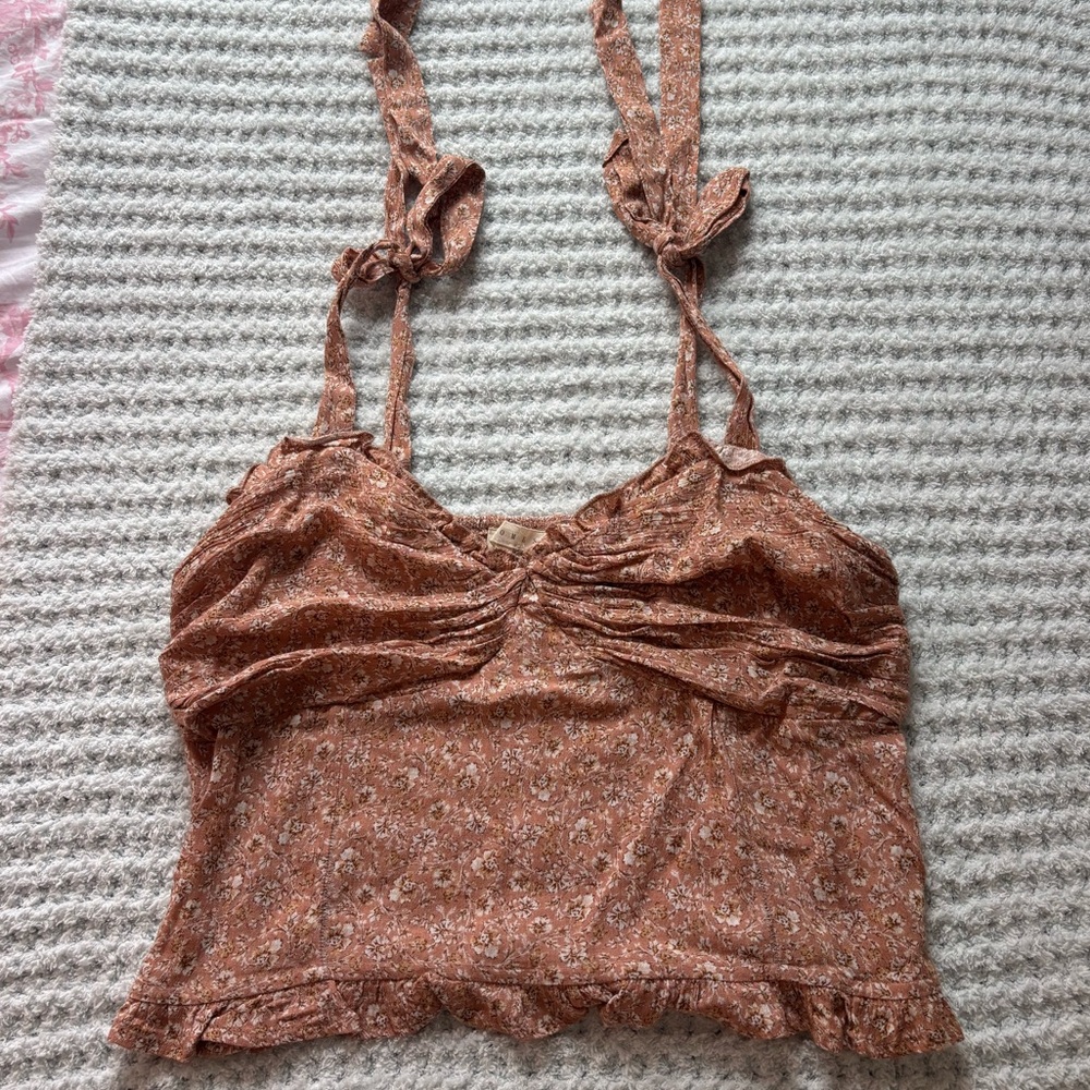 Promesa Gold Ruched Tie Front Tank Top